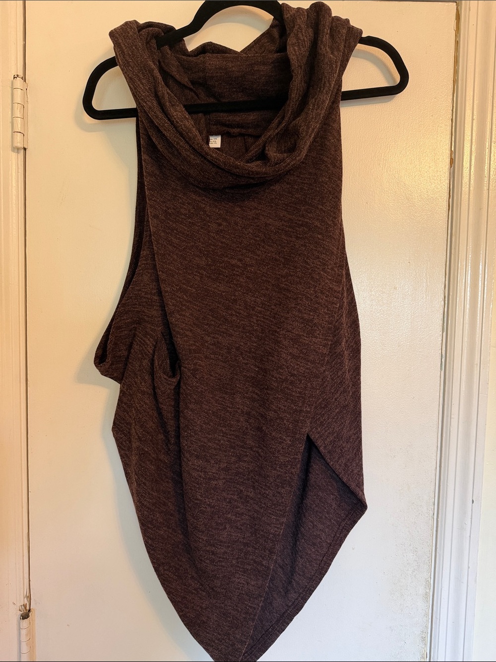 Thaluta Brown Sleeveless Cowl Neck Knit Top
